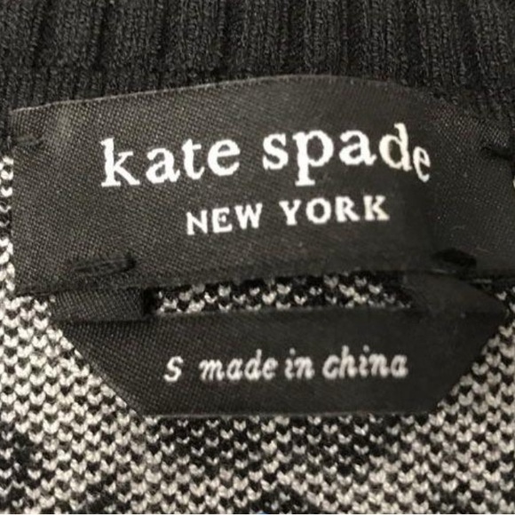 Kate Spade Black and White Spade Clover Patterned Sweater - Picture 3 of 3